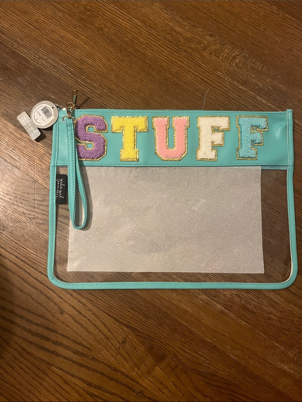 Turquoise 'STUFF' Clear  Pouch